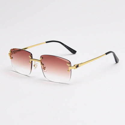 HBK Frameless trendy sunglasses 2023 luxury rectangle rimless sunglasses men women