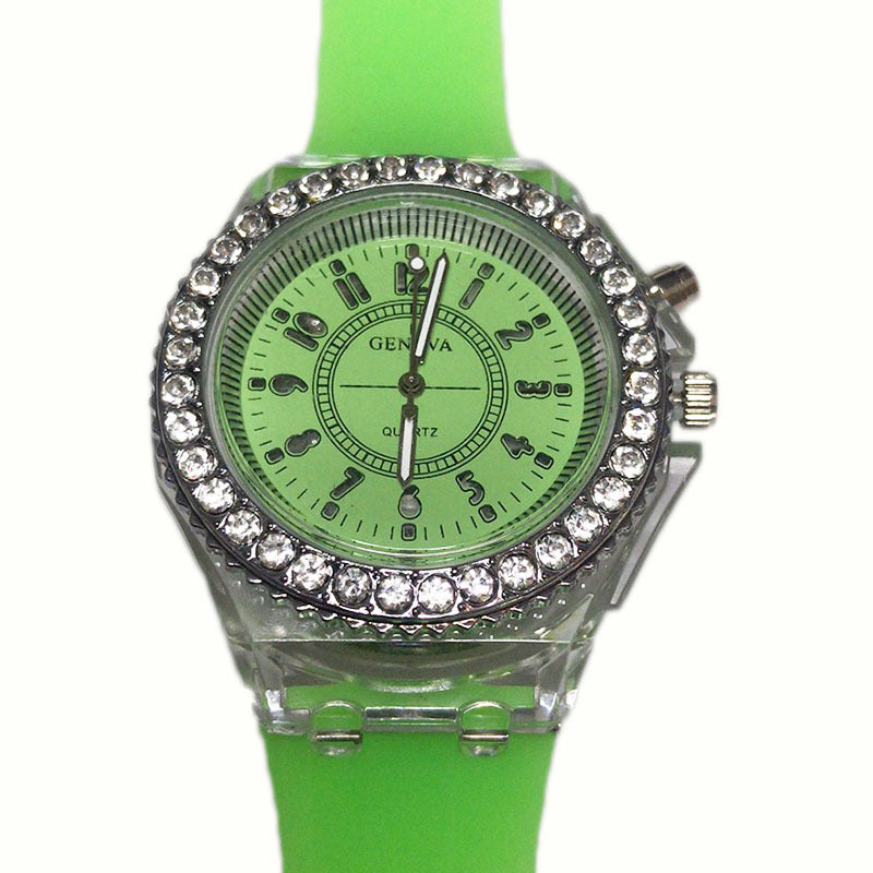 Luminous Personality Rhinestone Led Fashion Quartz Watches Couple Watch