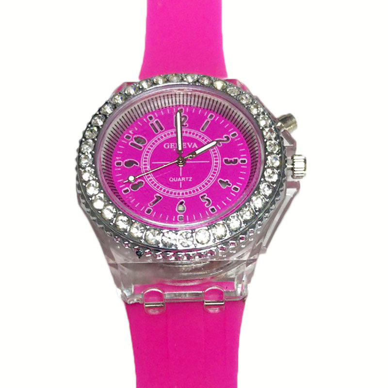 Luminous Personality Rhinestone Led Fashion Quartz Watches Couple Watch