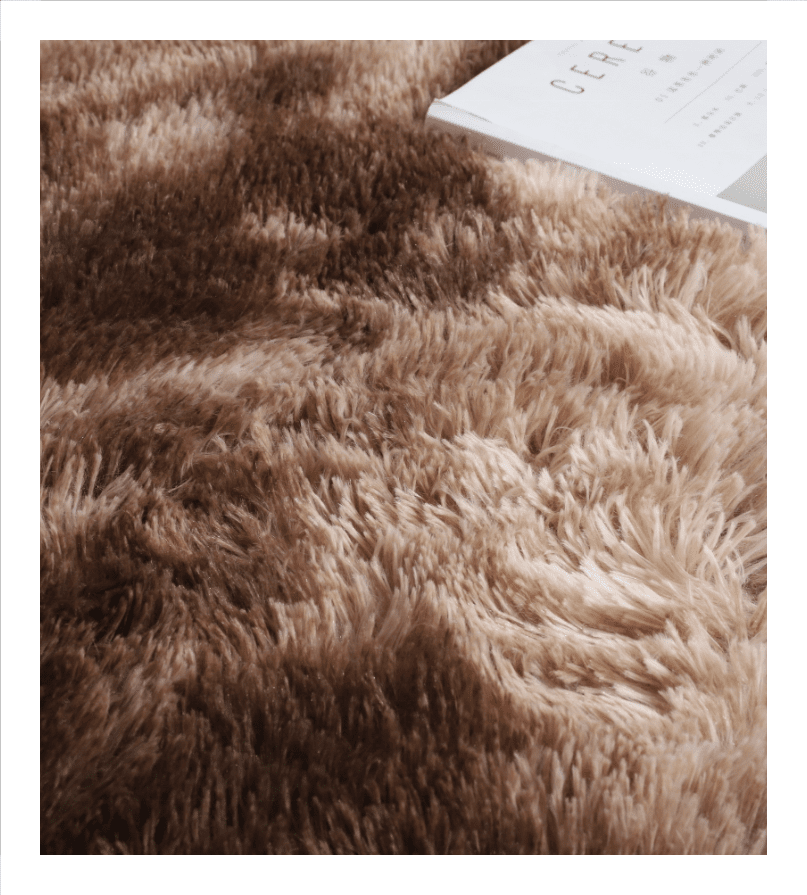 brown tie-dye plush soft living room sofa relax shaggy rug carpet