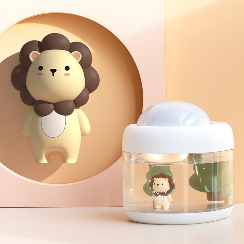 Rechargeable Night Light Star Projection Lamp Diver Cute Lion Air Humidifier Aroma Diffuser for Baby Bedroom Office Car Kid Gift