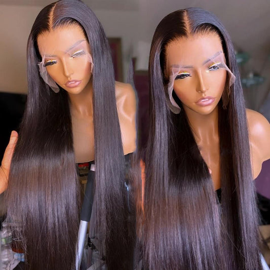 Peruvian Virgin Hair Wigs 20 Inch Human Hair 13*4 Transparent Hd Lace Frontal Silky Straight Wig for Black Women