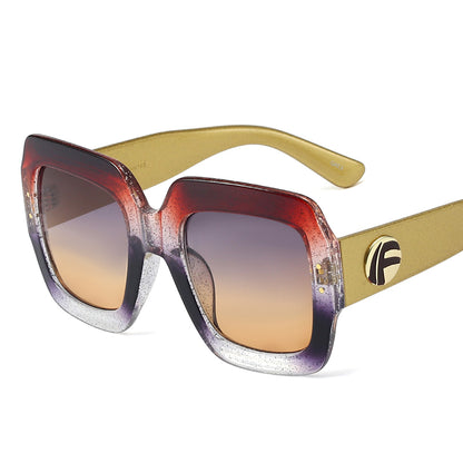 97394 Designer Oversized Big Square Fashion Sunglasses Women Custom UV400 Sun Shades lentes de sol Metal Logo