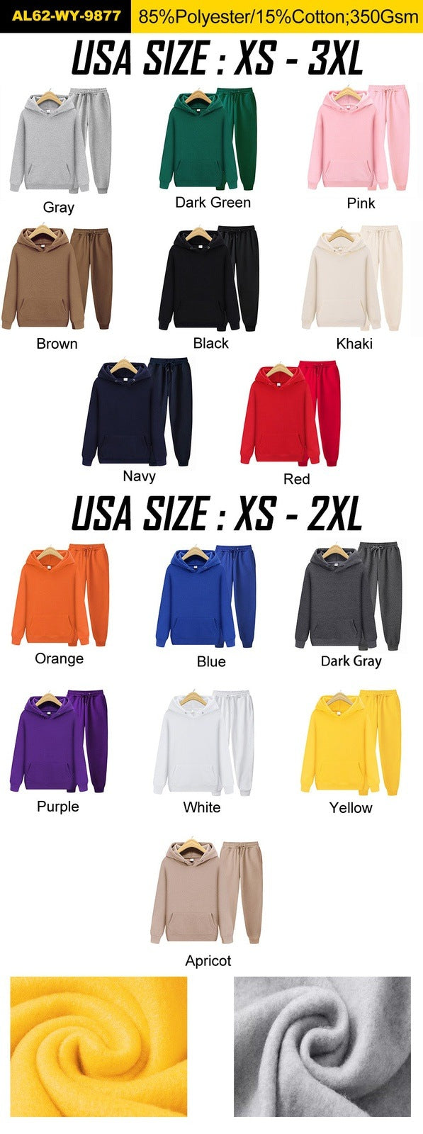 Custom logo usa Mens 100% cotton blank plain hoodies vendor Joggers And Hoodies Set embroidery unisex men stacked Sweatsuit sets