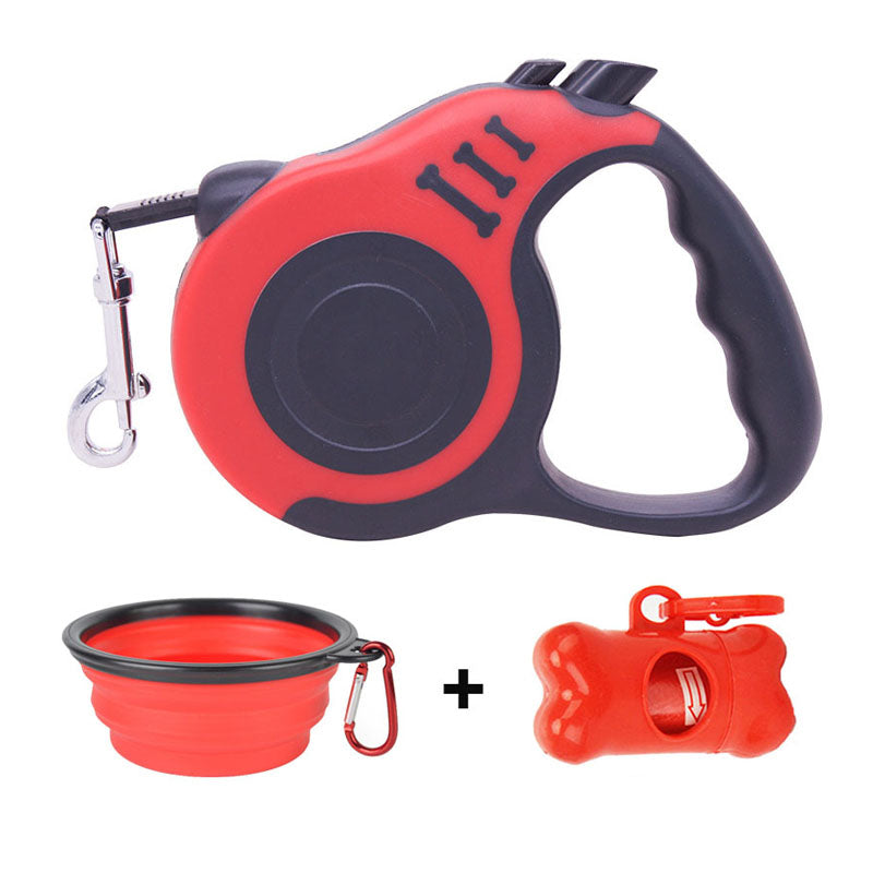 Retractable Dog Leash With Dog Poop Waste Bag Dispenser And Dog Bowl Heavy Duty Walking Limit For Pet Leash Pet Accessories