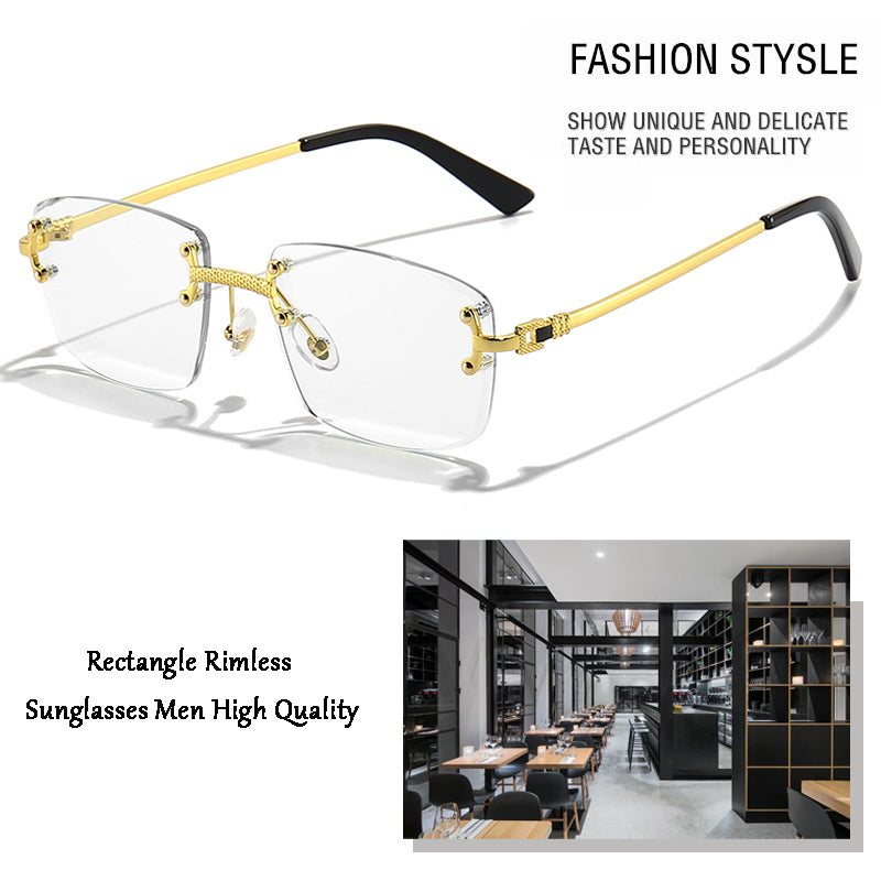 HBK Frameless trendy sunglasses 2023 luxury rectangle rimless sunglasses men women