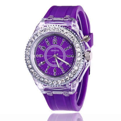 Luminous Personality Rhinestone Led Fashion Quartz Watches Couple Watch