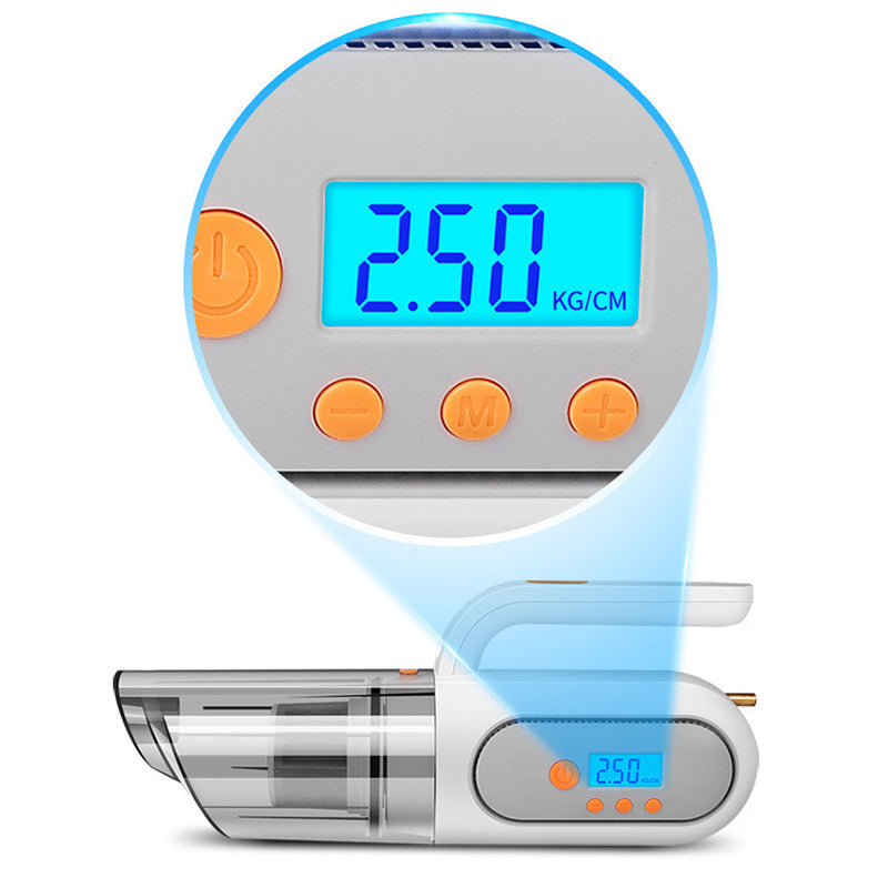 Handheld Car Vacuum Cleaner Tire Pressure Gauge Measure Car Vacuum Cleaner Digital display Dual Use Car Auto Inflatable