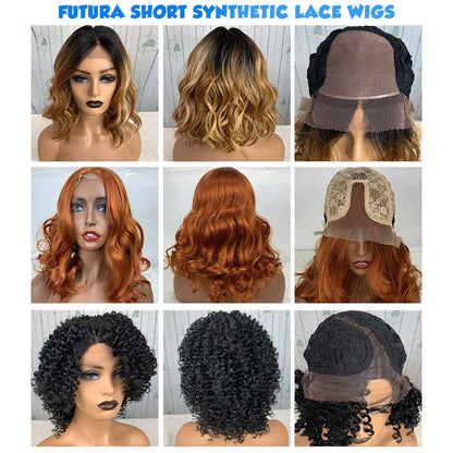 high quality bob afro futura heat resistant long synthetic curly lace front wig hair wigs wholesale prices with highlights