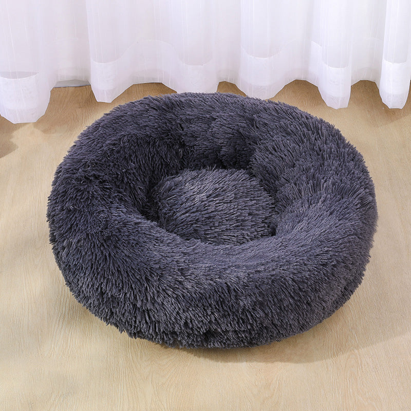 Pet Cats and Dogs Luxury Donut Bed Warm Soothing Joints Deepen Sleeping fluffy dog bed