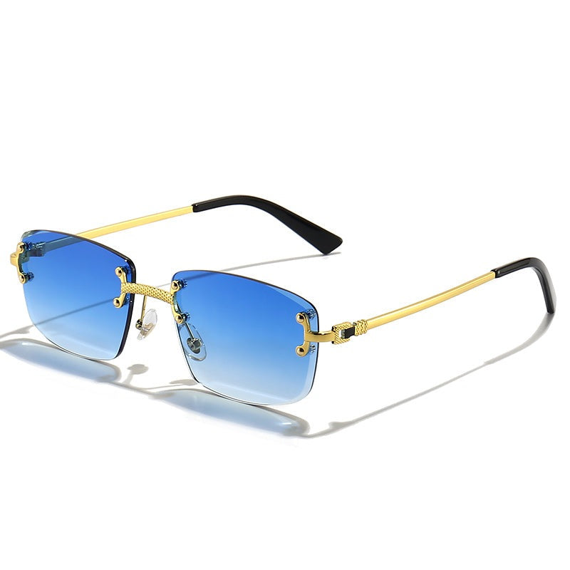 HBK Frameless trendy sunglasses 2023 luxury rectangle rimless sunglasses men women