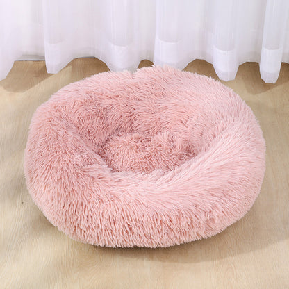 Pet Cats and Dogs Luxury Donut Bed Warm Soothing Joints Deepen Sleeping fluffy dog bed