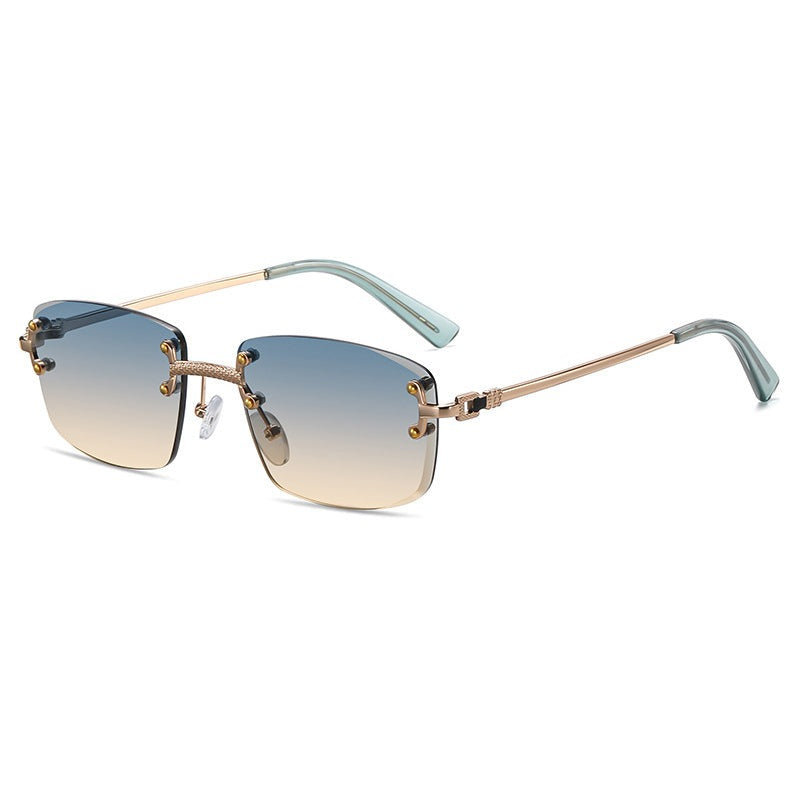 HBK Frameless trendy sunglasses 2023 luxury rectangle rimless sunglasses men women