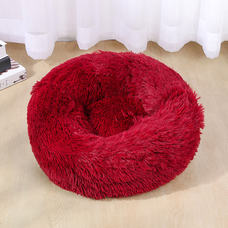 Pet Cats and Dogs Luxury Donut Bed Warm Soothing Joints Deepen Sleeping fluffy dog bed