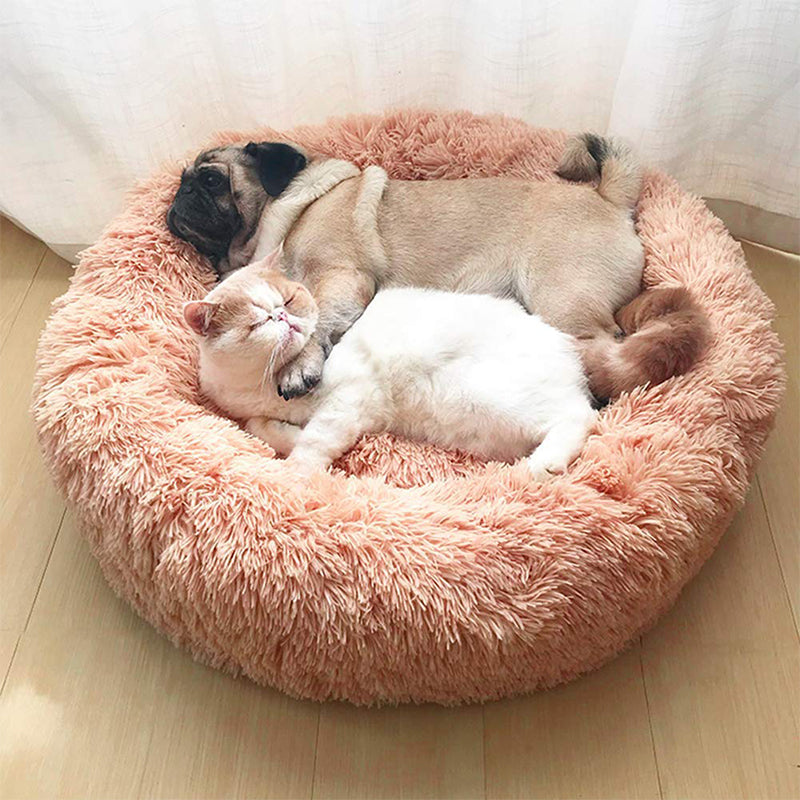 Pet Cats and Dogs Luxury Donut Bed Warm Soothing Joints Deepen Sleeping fluffy dog bed