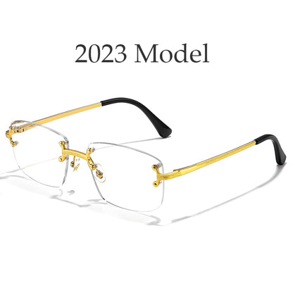 HBK Frameless trendy sunglasses 2023 luxury rectangle rimless sunglasses men women