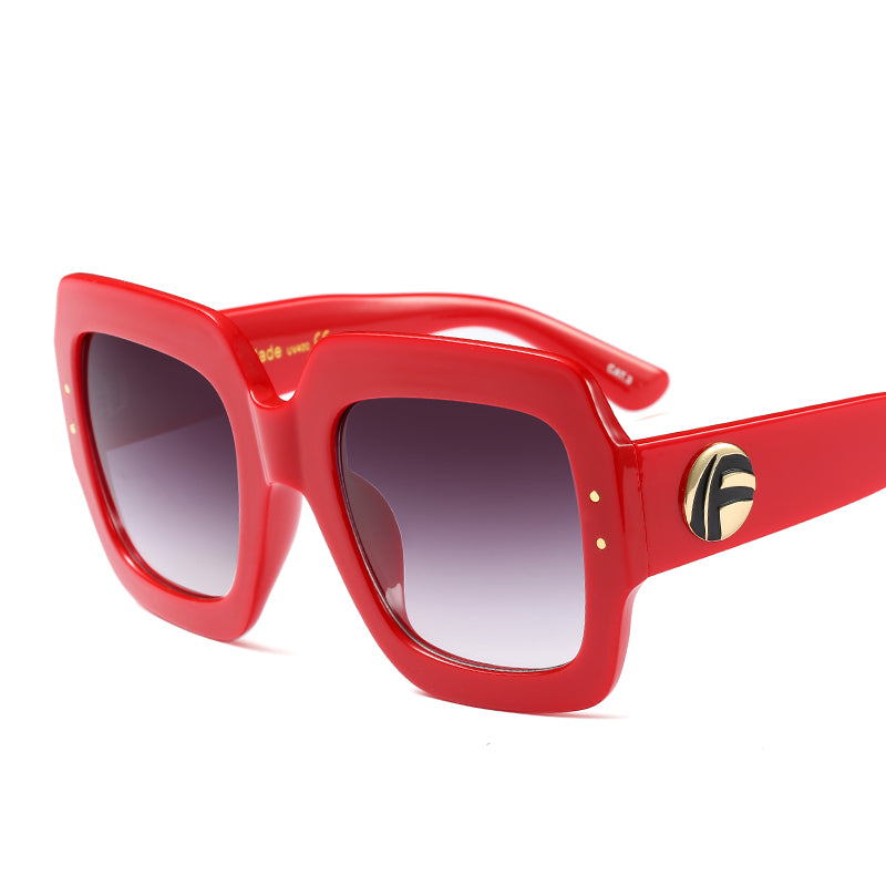 97394 Designer Oversized Big Square Fashion Sunglasses Women Custom UV400 Sun Shades lentes de sol Metal Logo