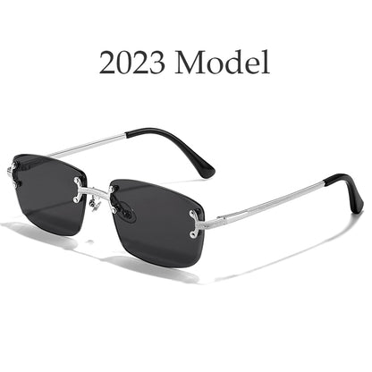 HBK Frameless trendy sunglasses 2023 luxury rectangle rimless sunglasses men women