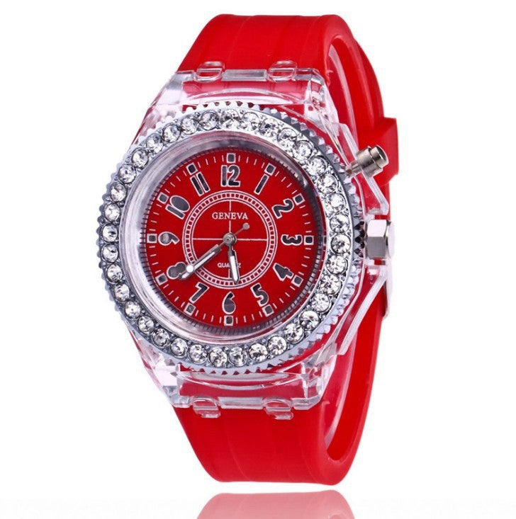 Luminous Personality Rhinestone Led Fashion Quartz Watches Couple Watch