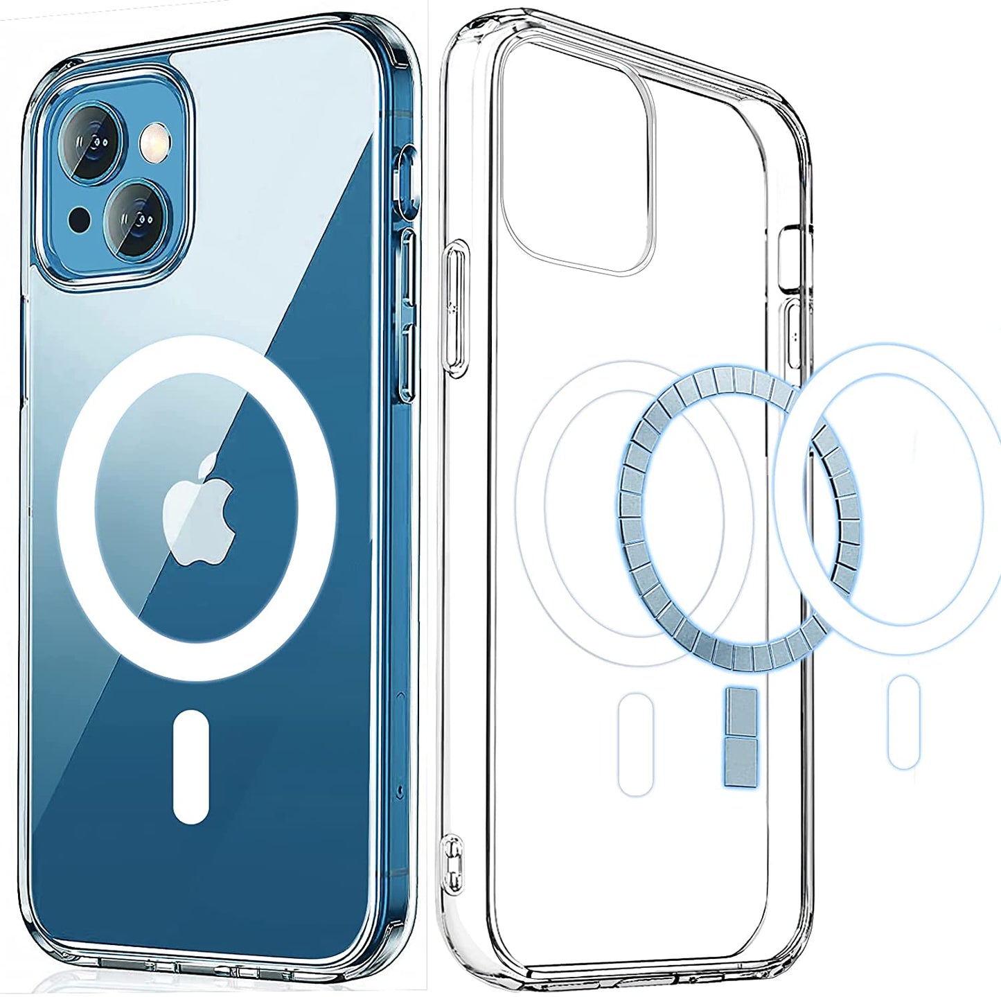 Magnetic Clear Phone Case for iPhone 14 13 12 Pro Max 2022 Transparent Shockproof Cover For Mag Wireless Charging Magnet Case