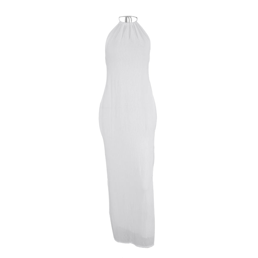 QINSI Mode Eenvoudige Stretch Strakke Halter Hollow Vrouwen Jurk 2022 Zomer Nieuwe Polyester 100% Elegant Chic Street Party Dres