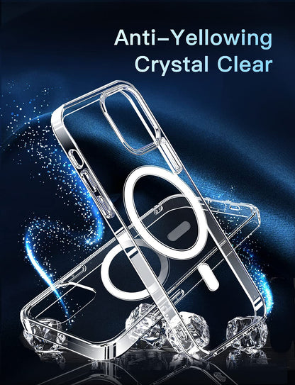 Magnetic Clear Phone Case for iPhone 14 13 12 Pro Max 2022 Transparent Shockproof Cover For Mag Wireless Charging Magnet Case