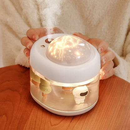 Rechargeable Night Light Star Projection Lamp Diver Cute Lion Air Humidifier Aroma Diffuser for Baby Bedroom Office Car Kid Gift