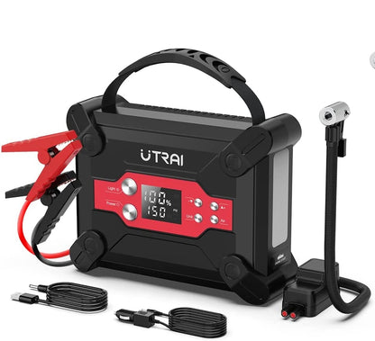 Utrai Car Jump Starter with Air Pump Inflator 1800A Battery Booster Starting Device with Air Compressor LED Light