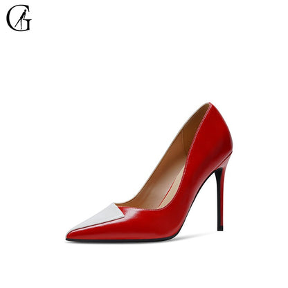 Goxeou Hot Sale High Quality Fashion Women High Heels Pumps Black Red Big Size Stiletto Shoes for Party Wedding Business Office