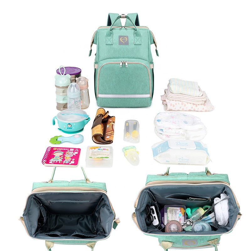 Diaper Bags with Crib Maternity Backpack with Changing Station Mattress Baby Essential Babi Bed Outdoor Travel Products