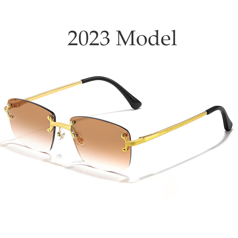 HBK Frameless trendy sunglasses 2023 luxury rectangle rimless sunglasses men women