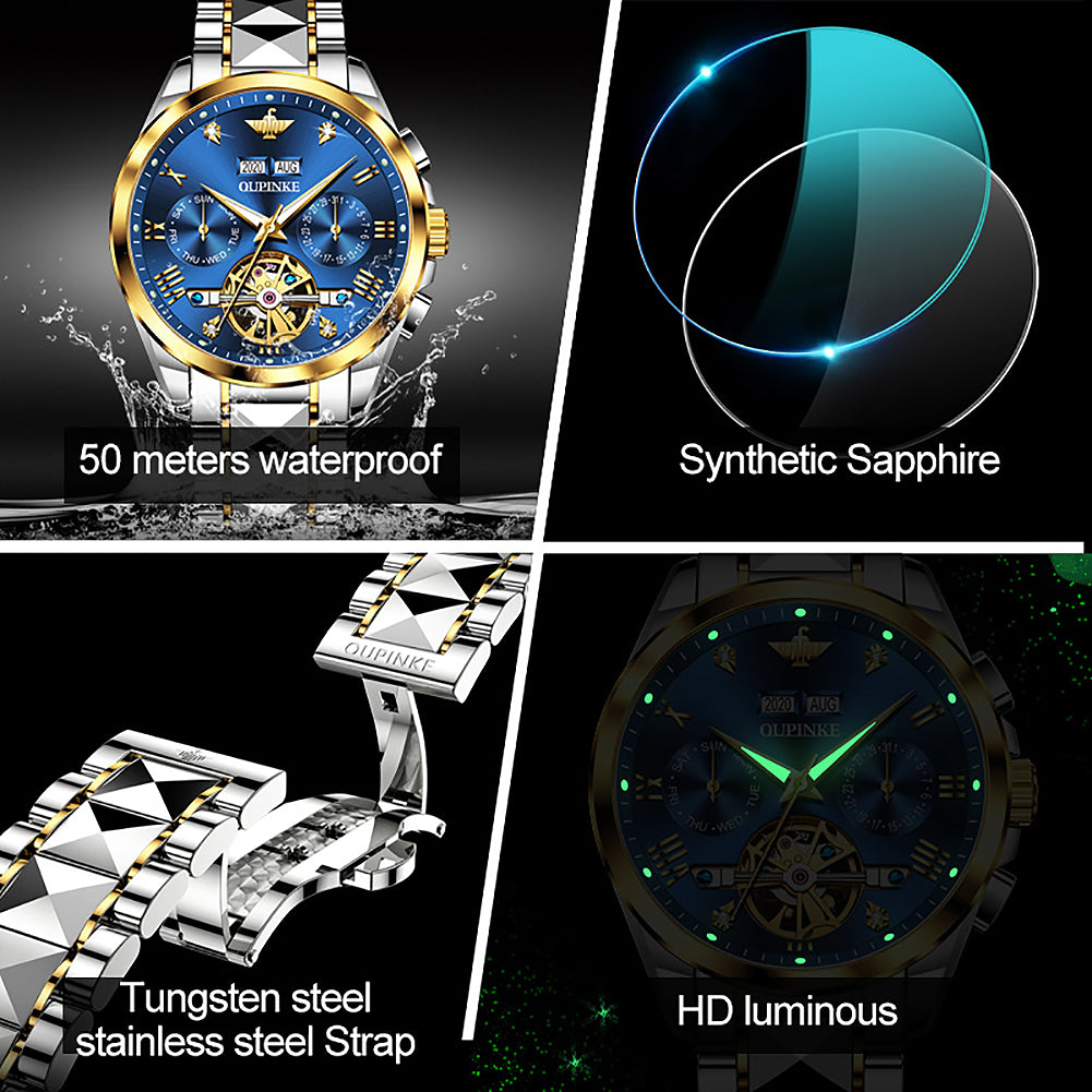 OUPINKE 3186 Luxury Brand Watches Men Automatic Mechanical Watch Waterproof Wrist Watches For Man