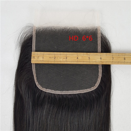 Highknight HD Lace Closure 5*5 6*6 HD Transparent Swiss Lace Frontal Pre Plucked Single Knot 6*6 HD Lace Closure