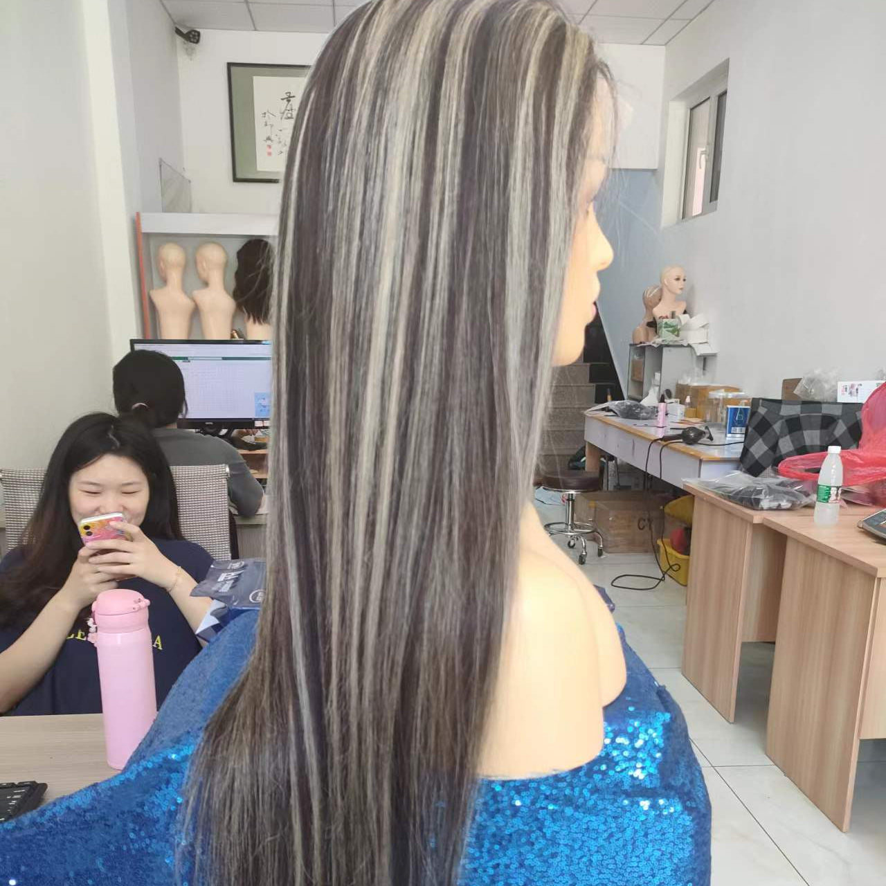 Amara latest 8-50inch long hair wigs for womens wig 360 full lace virgin human long hair gray wigs