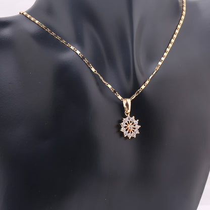 HD jewelry fashion flower 18k gold plated necklace pendant earring jewelry set for women