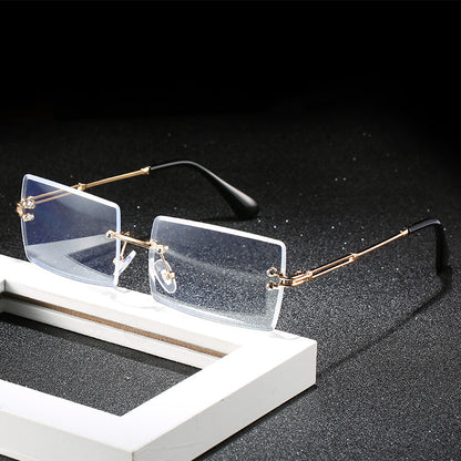 HBK Frameless trendy sunglasses 2023 luxury rectangle rimless sunglasses men women