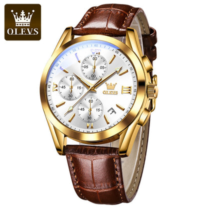 olevs 2872 New Hot factory Fashion Custom Logo Business high-grade Classic Tourbillon Leather Waterproof Men's Quartz watches