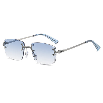 HBK Frameless trendy sunglasses 2023 luxury rectangle rimless sunglasses men women