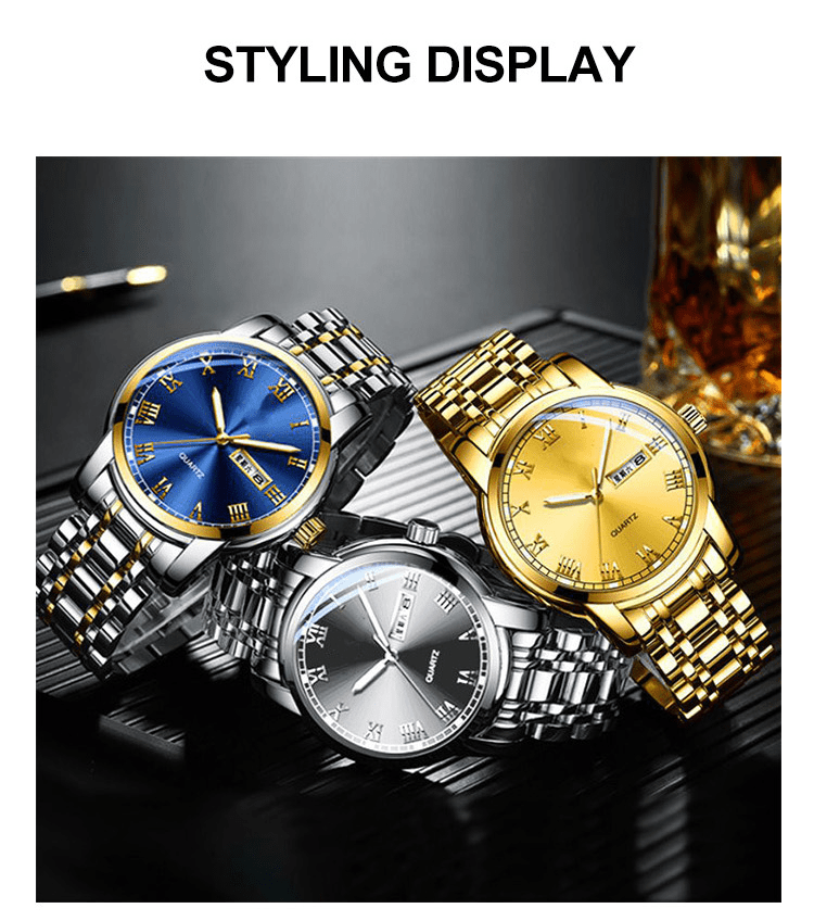 Classic Fashion Brand Alloy Case Stainless Steel Strap Custom Design Man Wrist Quartz Watches