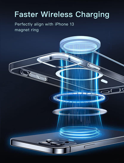 Magnetic Clear Phone Case for iPhone 14 13 12 Pro Max 2022 Transparent Shockproof Cover For Mag Wireless Charging Magnet Case