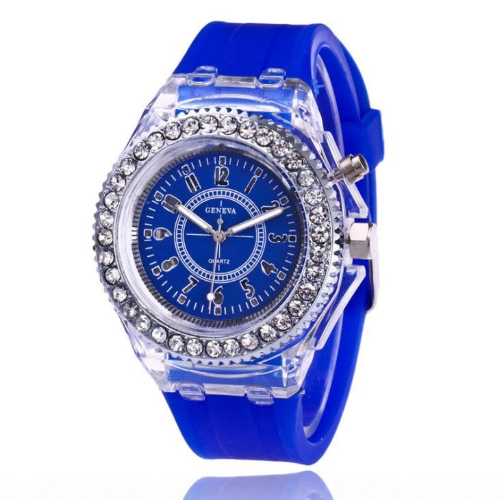 Luminous Personality Rhinestone Led Fashion Quartz Watches Couple Watch