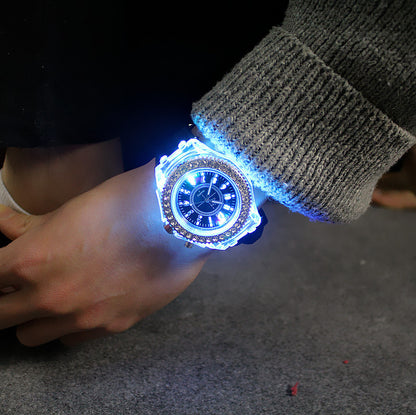 Luminous Personality Rhinestone Led Fashion Quartz Watches Couple Watch