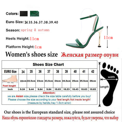 Sandalias mujer 2023 New Pointed Toe Buckle Strap Party Female Shoes Ankle Strap Green Sexy Women's High Heels Sandals Ladies