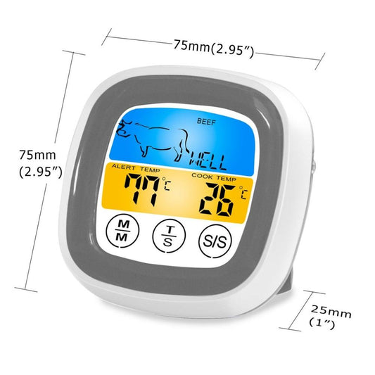 BBQ Kitchen Food Digital Display Touch Thermometer Wild Barbecue Thermometer Timer